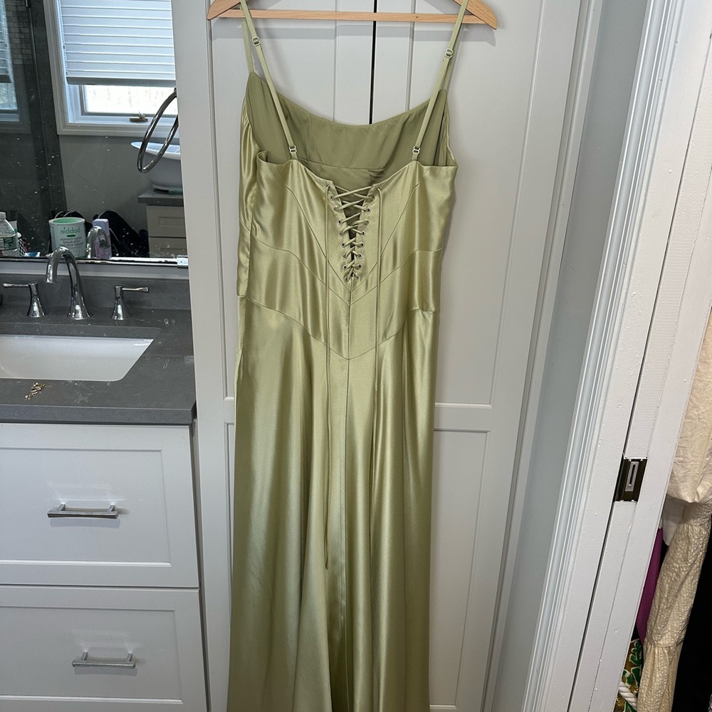Anthropologie Satin Slip Maxi Dress in Pale Green - Picture 4 of 4